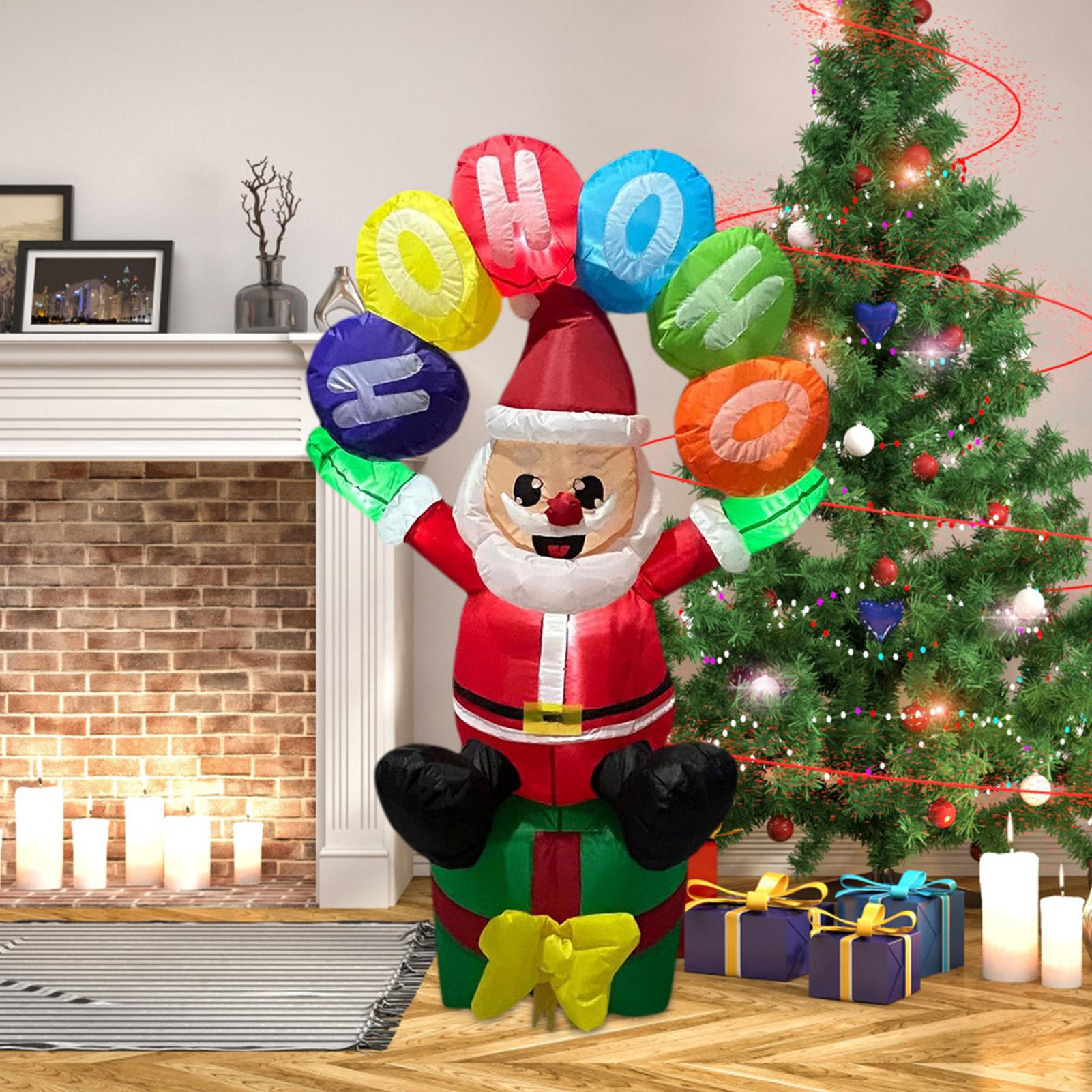 Christmas Lights Outdoor - LEDライト付きサンタの膨らませる飾り、庭、ポーチ、芝生、パーティー、屋内、屋外用のクリスマスサンタの膨らませる飾り