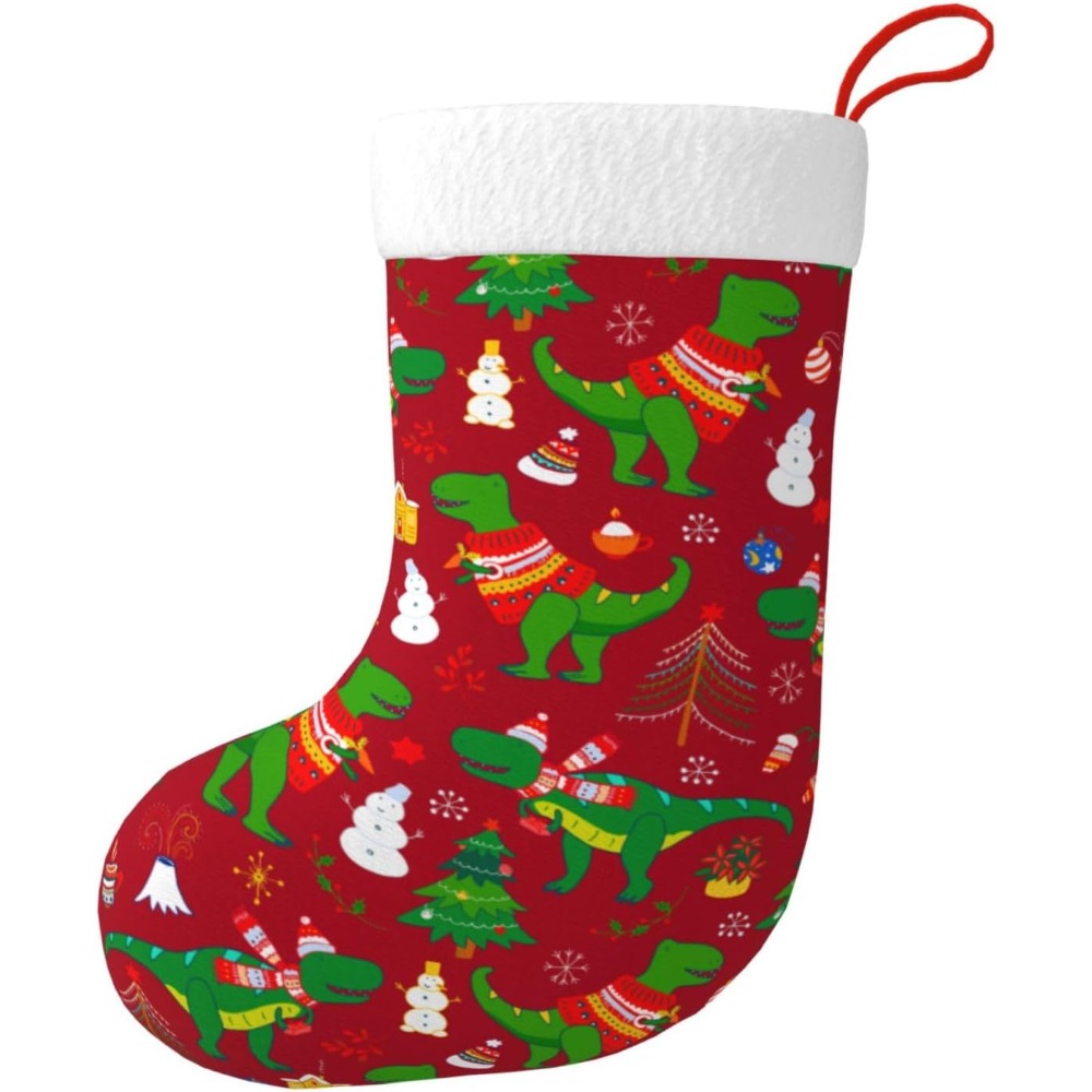 Christmas Stocking Hanging - かわいいクリスマス恐竜クリスマスストッキング暖炉吊り下げ靴下ホルダー装飾家族クリスマスツリーパーティーホリデーデコレーション