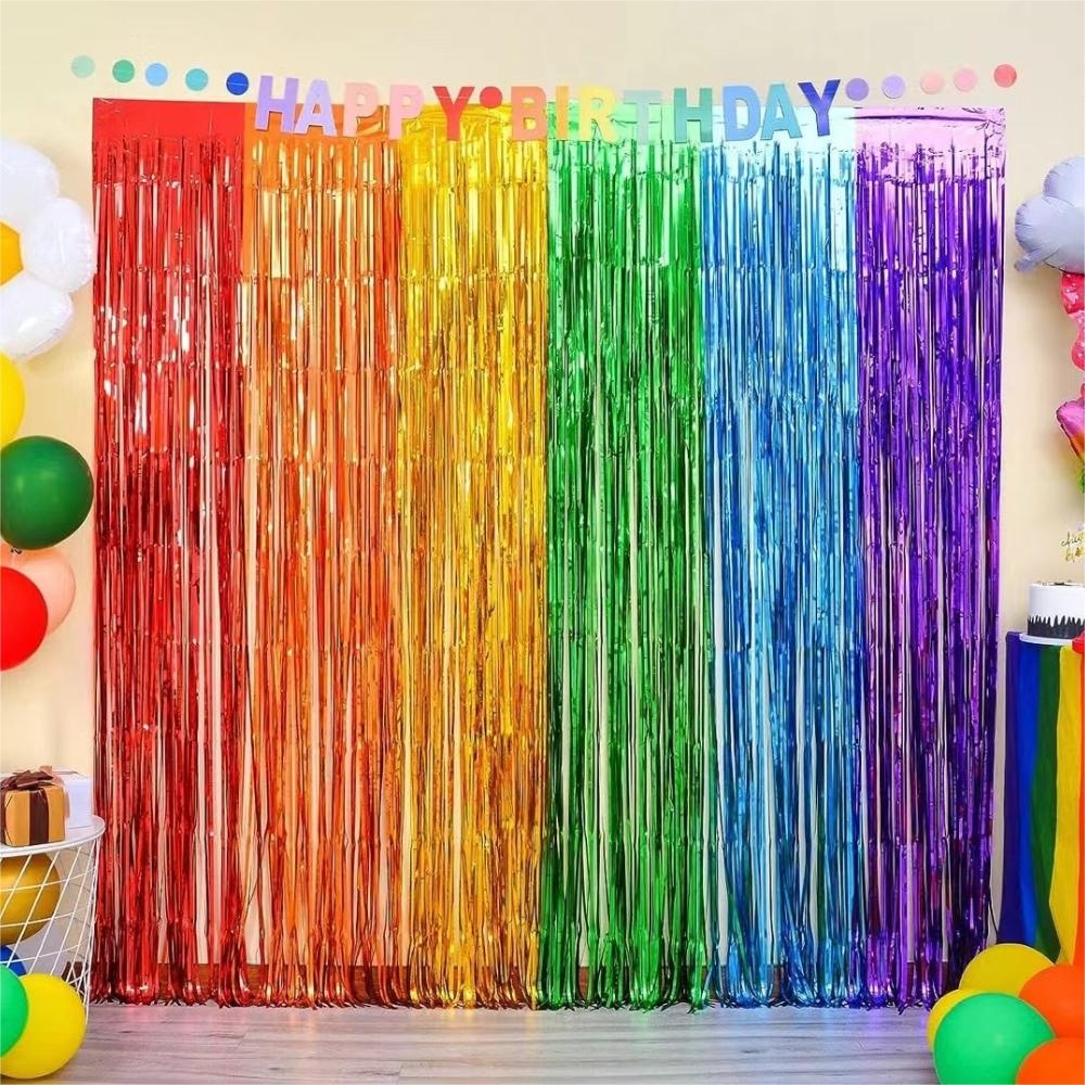 Tinsel Garland Decoration - パーティー背景幕フリンジティンセルカーテン大人子供誕生日パーティー結婚式装飾ベビーシャワー卒業記念品
