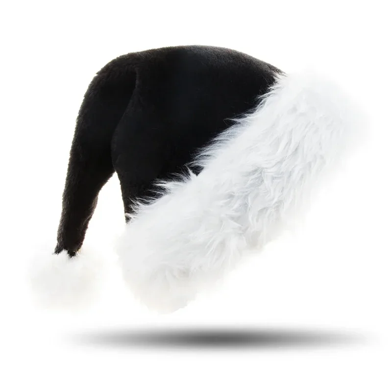 Santa Hat Plush - ユニセックスクリスマスブラックぬいぐるみクリスマス帽子大人子供のための快適なサンタクロースコスプレ用品クリスマスパーティーの装飾ギフト