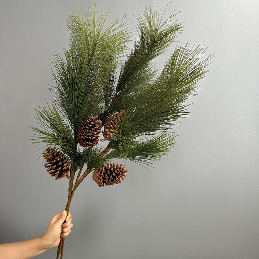 Christmas Tree Artificial - リアルな人工松の枝と松ぼっくり、中国風のフェイク松の植物、プラスチック製の偽松の枝、結婚式の装飾