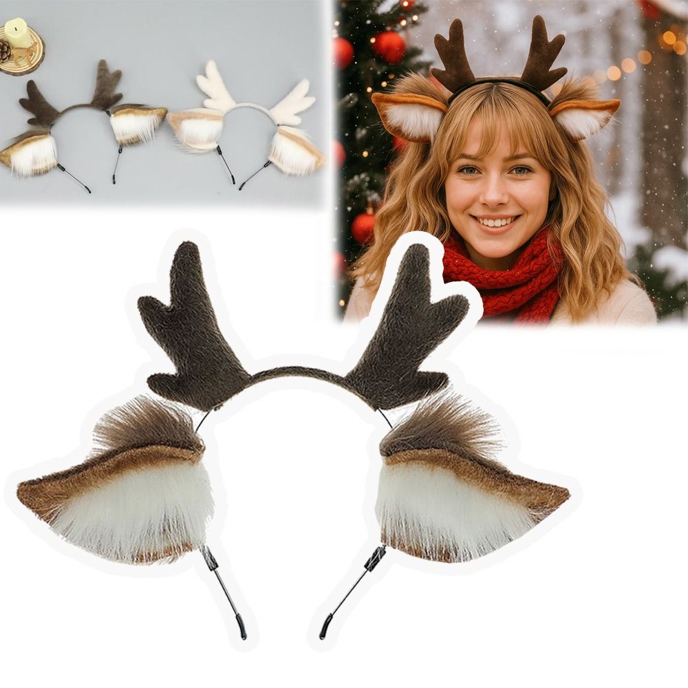 Reindeer Antlers Headband - ユニセックス鹿耳トナカイの角ヘッドバンドかわいいパーティー頭飾りヘッドフープフェスティバル装飾帽子ハロウィン