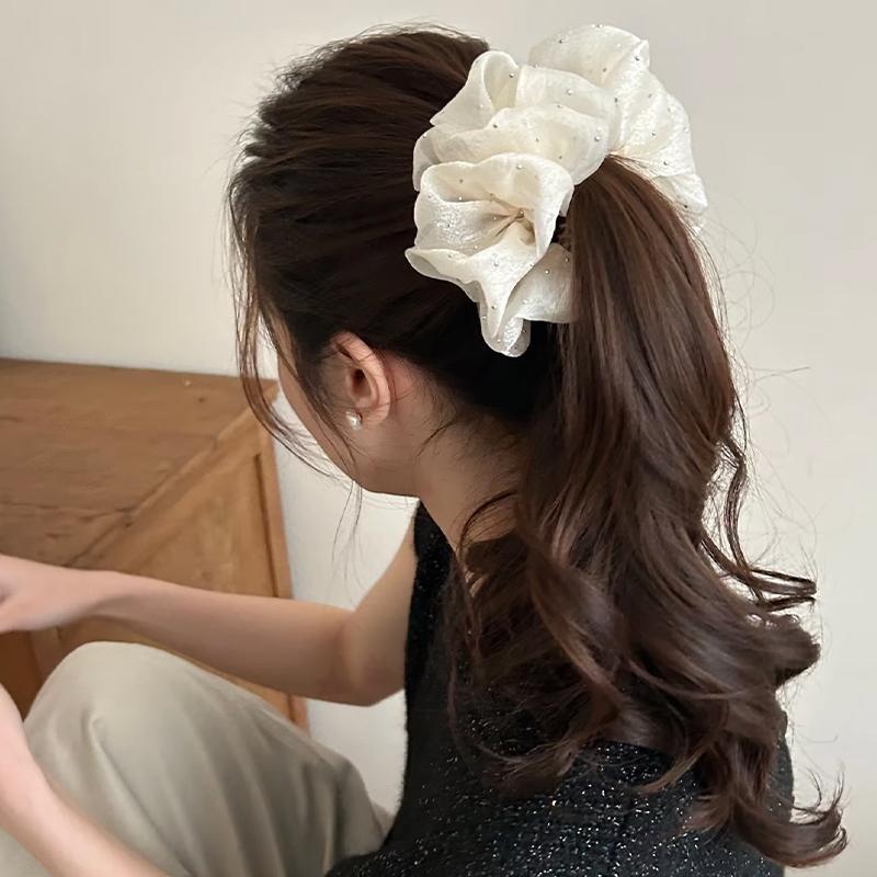 Ribbon Bow Gift - ファッションエレガントなフラワークリップ樹脂弓メッシュ垂直クリップ韓国スタイル女性ポニーテールホルダーギフト用ソリッドカラーヘアアクセサリー