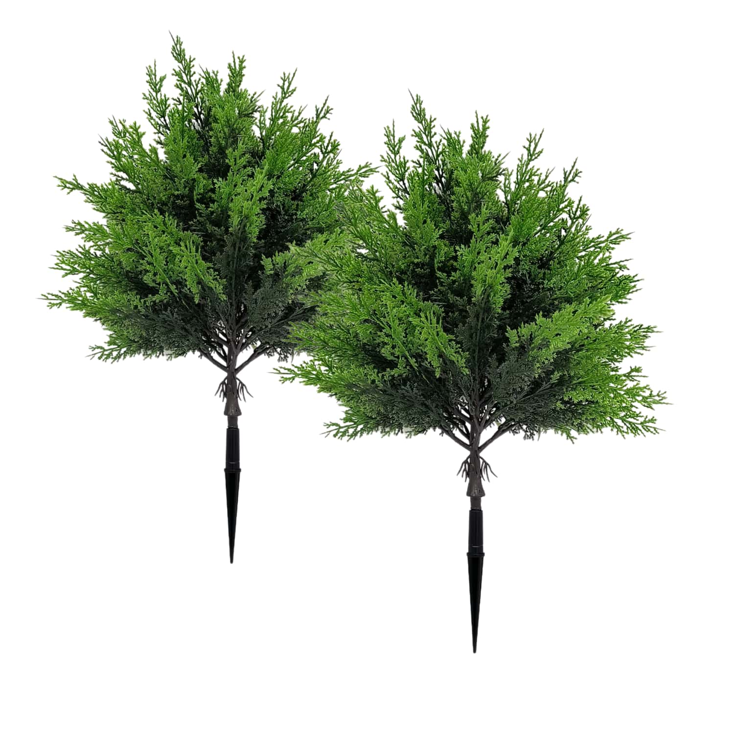 Christmas Tree Artificial - 屋外用人工緑化物2個 - 高品質の大型球形松の木、地面用杭付き、屋内/屋外の庭の装飾に
