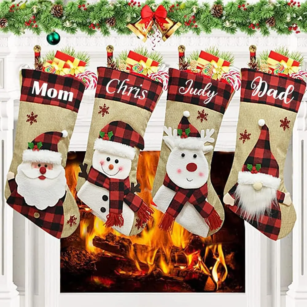 Christmas Stocking Hanging - ハンギングクリスマスストッキング、クリスマスツリーバッグ、暖炉の装飾、靴下、装飾品、新年、休日、1個