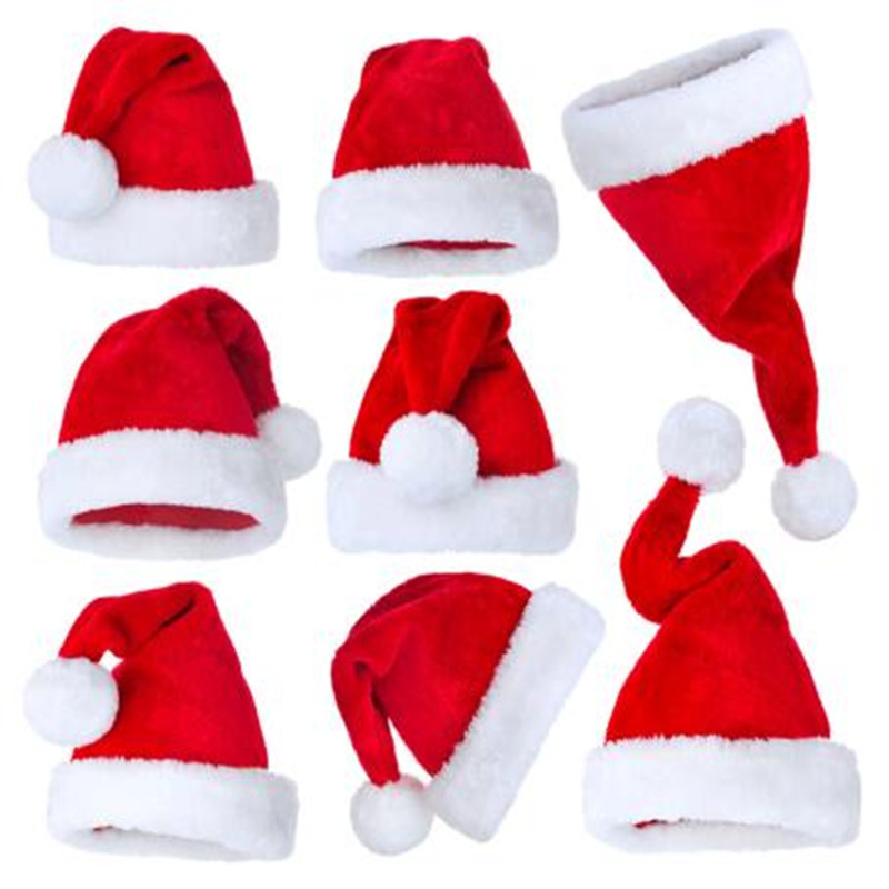 Santa Hat Plush - クリスマスシリーズぬいぐるみ帽子、サンタクロースの赤い帽子、メリークリスマスの帽子、装飾ギフト、新年の服、アクセサリーの装飾