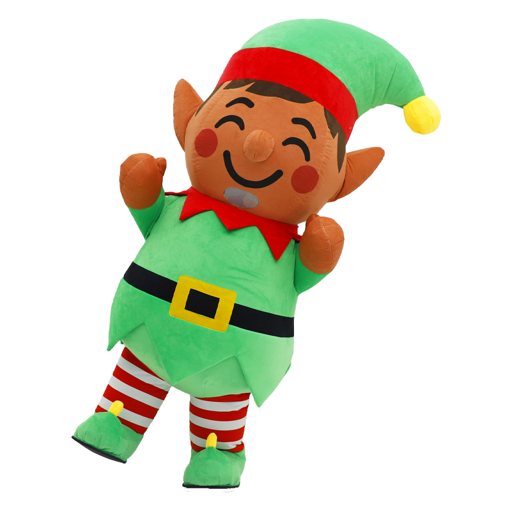 Elf Costume Christmas - インフレータブルクリスマスエルフぬいぐるみコスチュームマスコットパレード大人用キャラクターコスプレクリスマスパーティーイベントセット