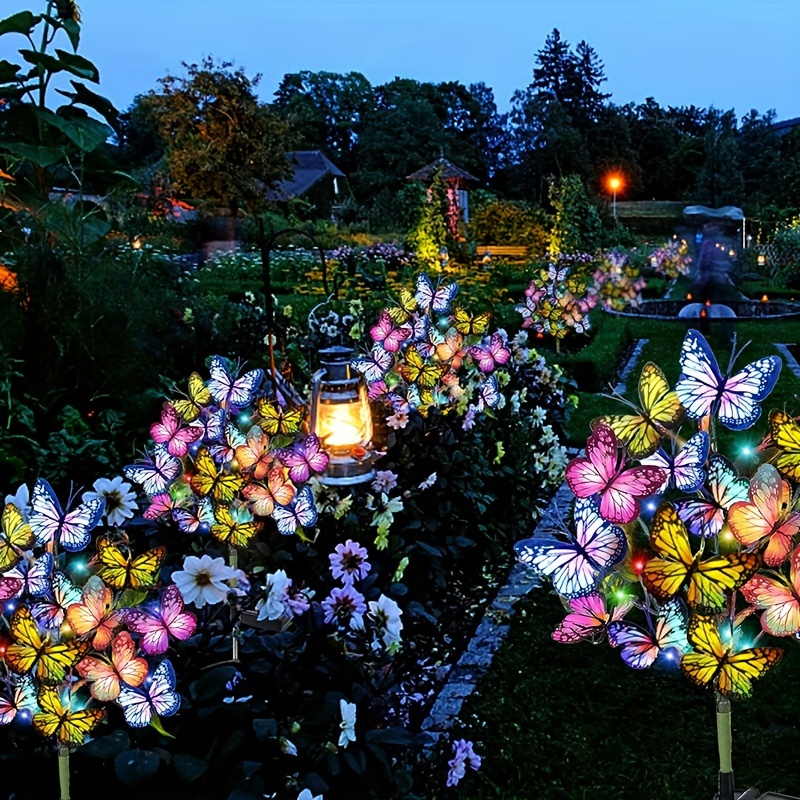 Christmas Lights Outdoor - ソーラー LED バタフライガーデンライト防水カラフルな屋外芝生パスランプ庭パティオフェスティバルクリスマス屋根装飾用