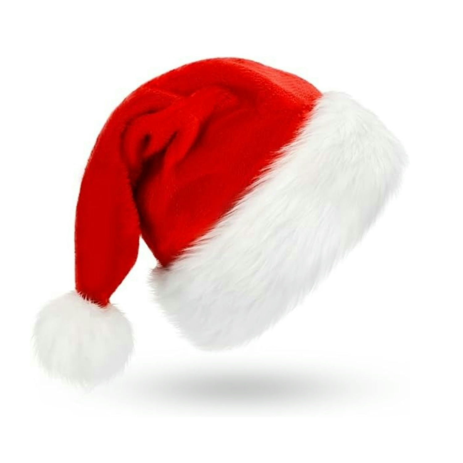 Santa Hat Plush - ふわふわの赤いサンタ帽子セット ぬいぐるみのつばとライナー付き 大人 男性 女性用 -