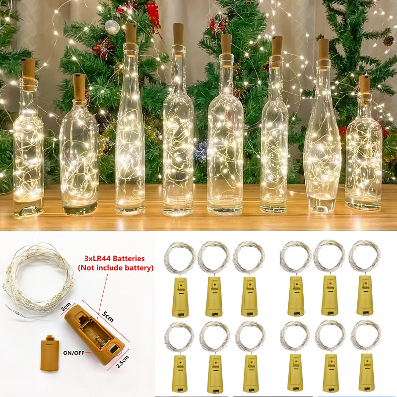 Led Fairy String Lights - 6個 20LED ワインボトル コルク付きボトル LEDストリング フェアリーライト