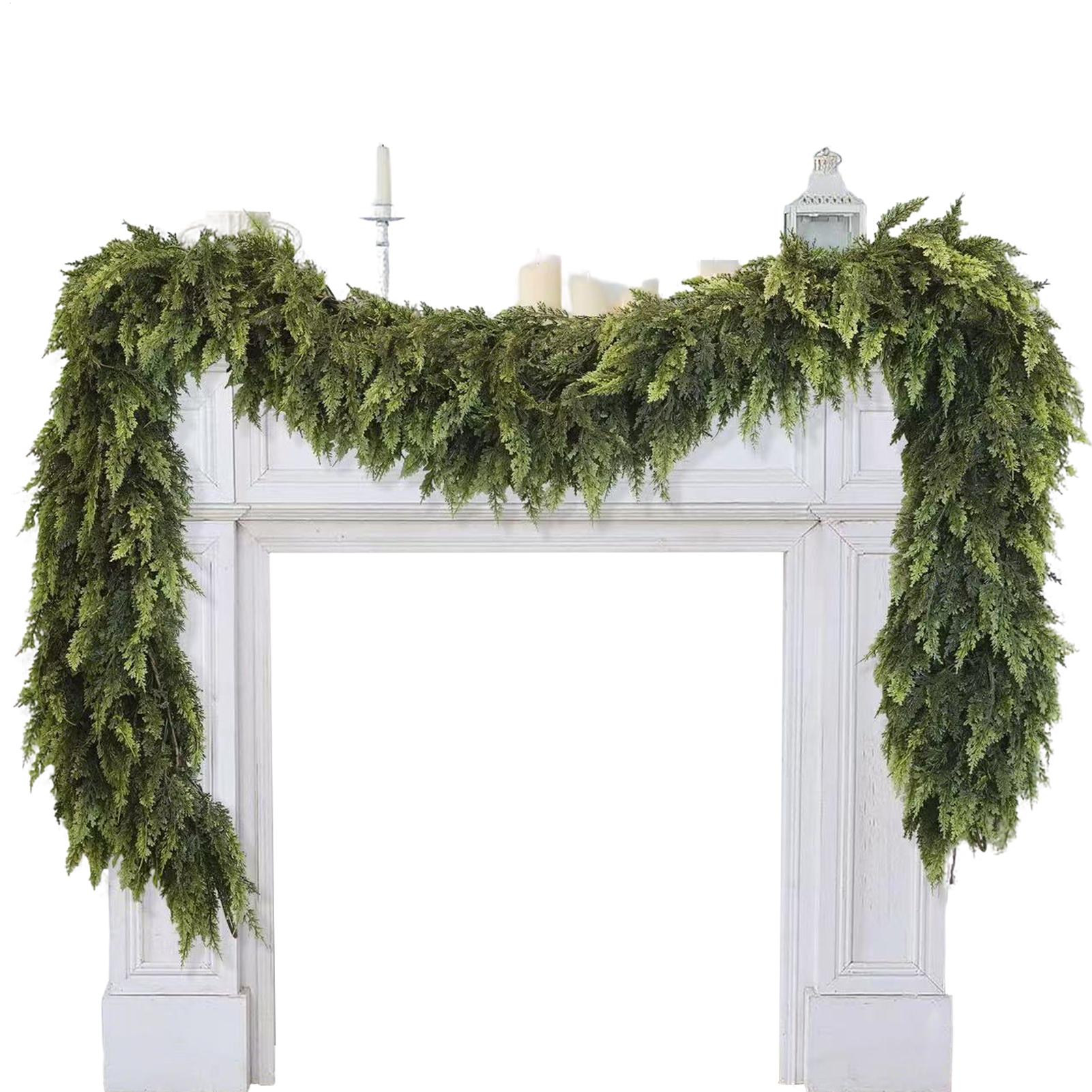 Christmas Wreath Fake - クリスマスガーランド 人工グリーンパイン装飾 人工ガーランド リース用 暖炉 ツリー