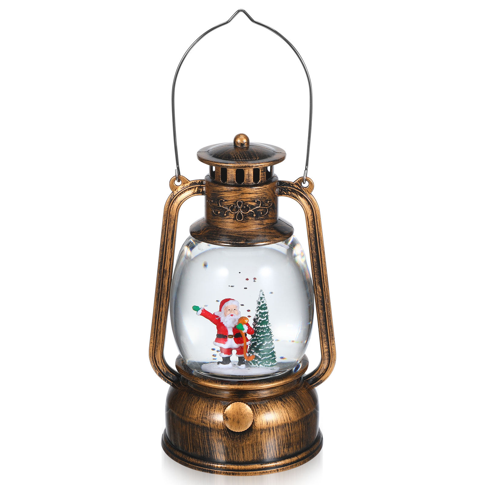 Snow Globe Musical - ライトアップミュージカルスノーグローブランタン クリスマス回転グリッターサンタデザイン ホリデーデコレーション 室内クリスマステーブル マンテルシェルフ用