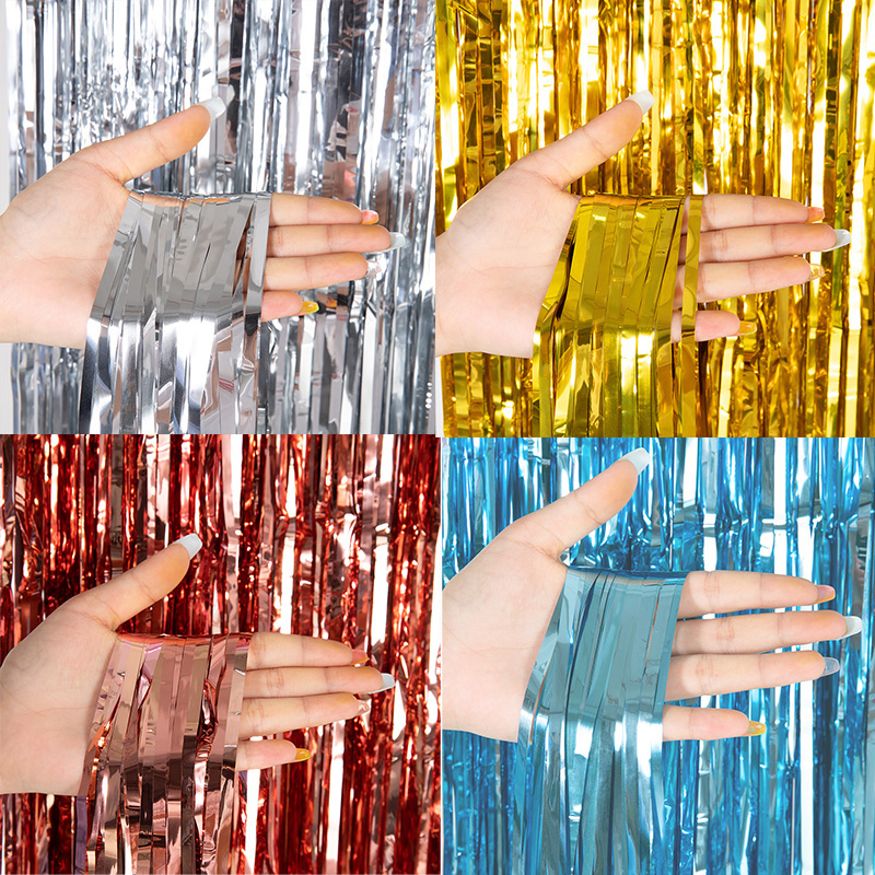 Tinsel Garland Decoration - パーティー用メタリックティンセルフォイルフリンジカーテン背景幕、誕生日、大晦日、パーティー写真、結婚式、ベビーシャワーのデコレーションに最適な格安商品