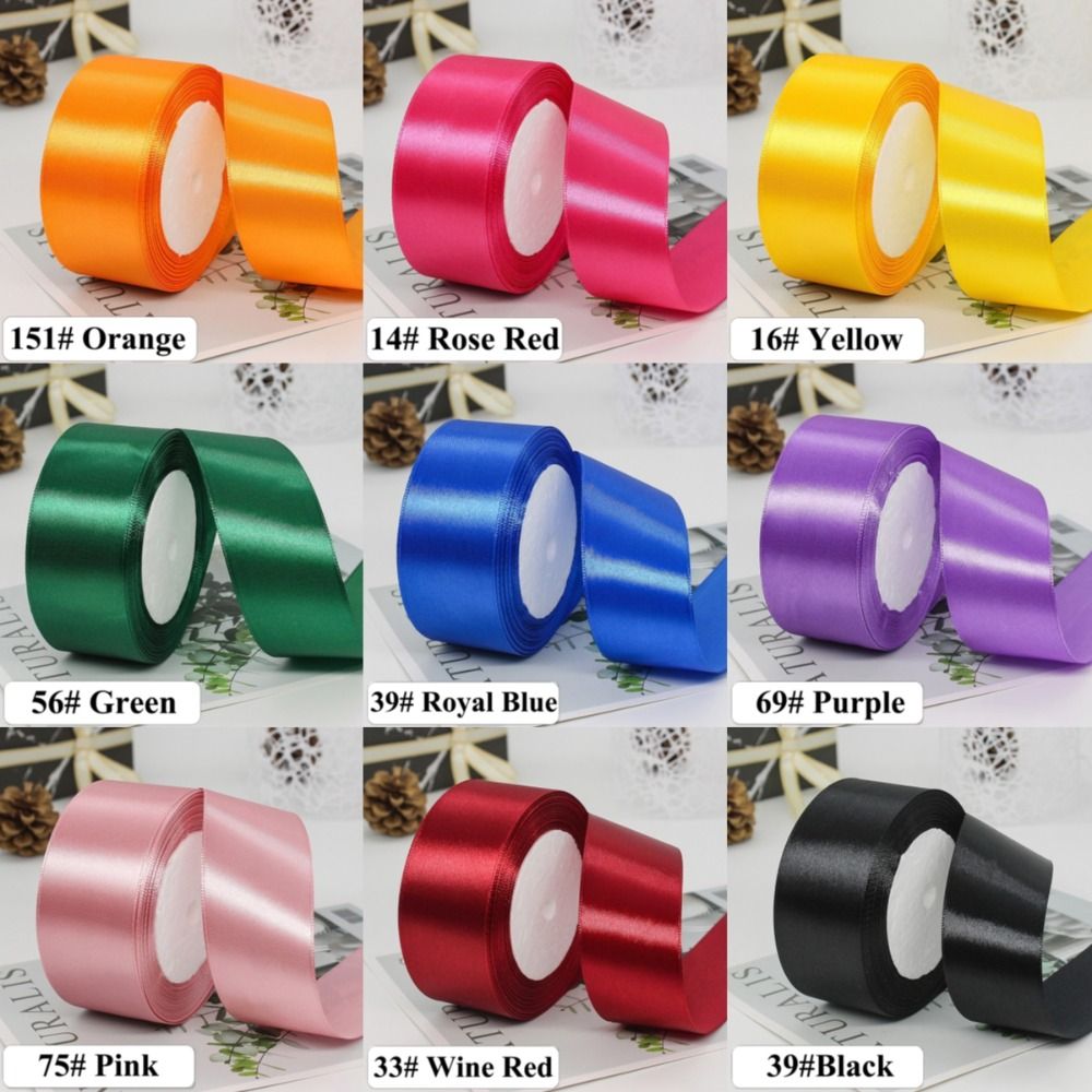Ribbon Bow Gift - 22メートル ダークカラー 4cm 光沢シルクリボン ソリッドポリエステル DIY