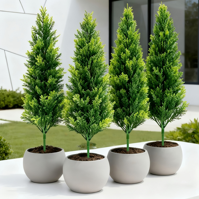 Christmas Tree Artificial - 人工プラスチック製松の木地面挿入用ステーク、屋外庭園景観用フェイクグリーンパイン装飾、クリスマスホリデーオーナメント