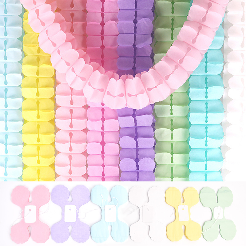 Tinsel Garland Decoration - 1 個 3 メートル四葉のクローバー紙ティンセルガーランドベビーシャワーパステルバナー結婚式誕生日パーティーの装飾洗礼洗礼式