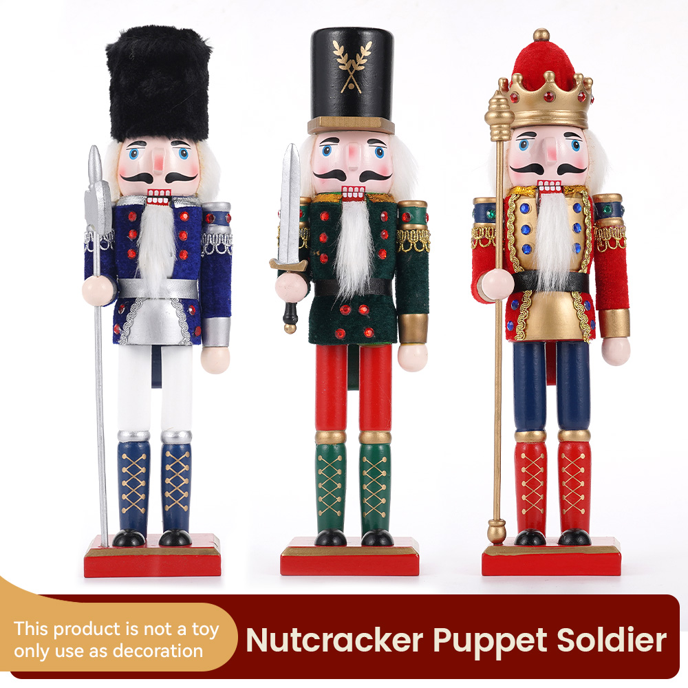 Nutcracker Figurine - クリスマス木製くるみ割り人形飾り、兵士のフィギュア、手作り人形、家庭用おもちゃ、オフィス、デスクトップ、クリスマス装飾、ギフト、30cm
