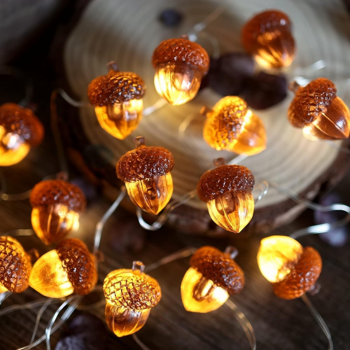 Led Fairy String Lights - 30 LED ドングリストリングライト 感謝祭の装飾 9.8フィート フォールライト
