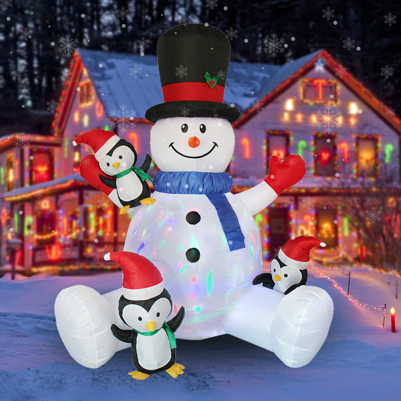 Christmas Lights Outdoor - クリスマスインフレータブル雪だるまペンギン積み重ね羅漢 LED ライト付き屋外パーティークリスマス装飾庭庭小道具芝生用