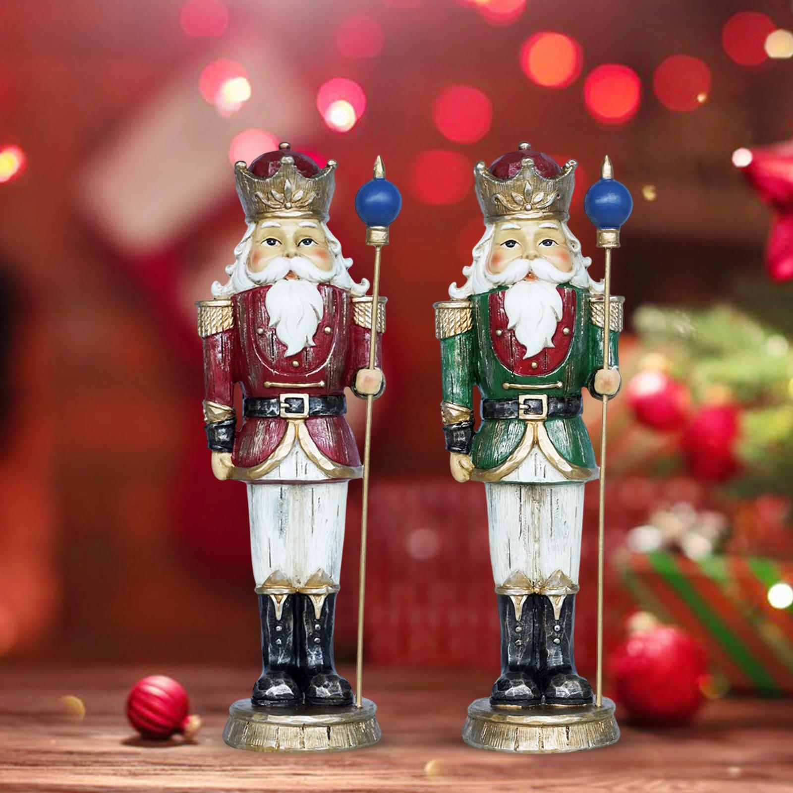 Nutcracker Figurine - 樹脂クリスマスくるみ割り人形兵士ギフト、手描き人形、デスクトップ、ホリデークラフト、フィギュア、装飾、クリスマス、10インチ