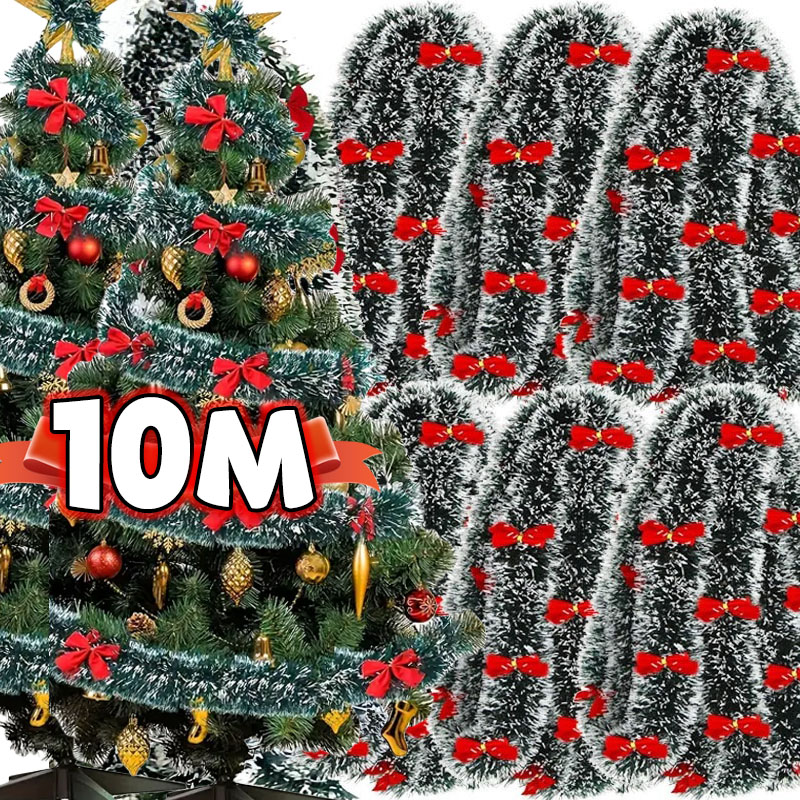 Tinsel Garland Decoration - 緑の杖,花輪,パーティー,結婚式,家の装飾のためのクリスマスの弓のペンダントリボン