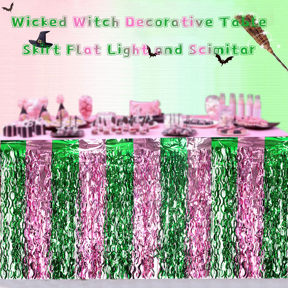 Tinsel Garland Decoration - 邪悪な魔女パーティーのテーブルデコレーション - ピンク＆グリーン - PETティンセルカラーブロックフリンジカーテン