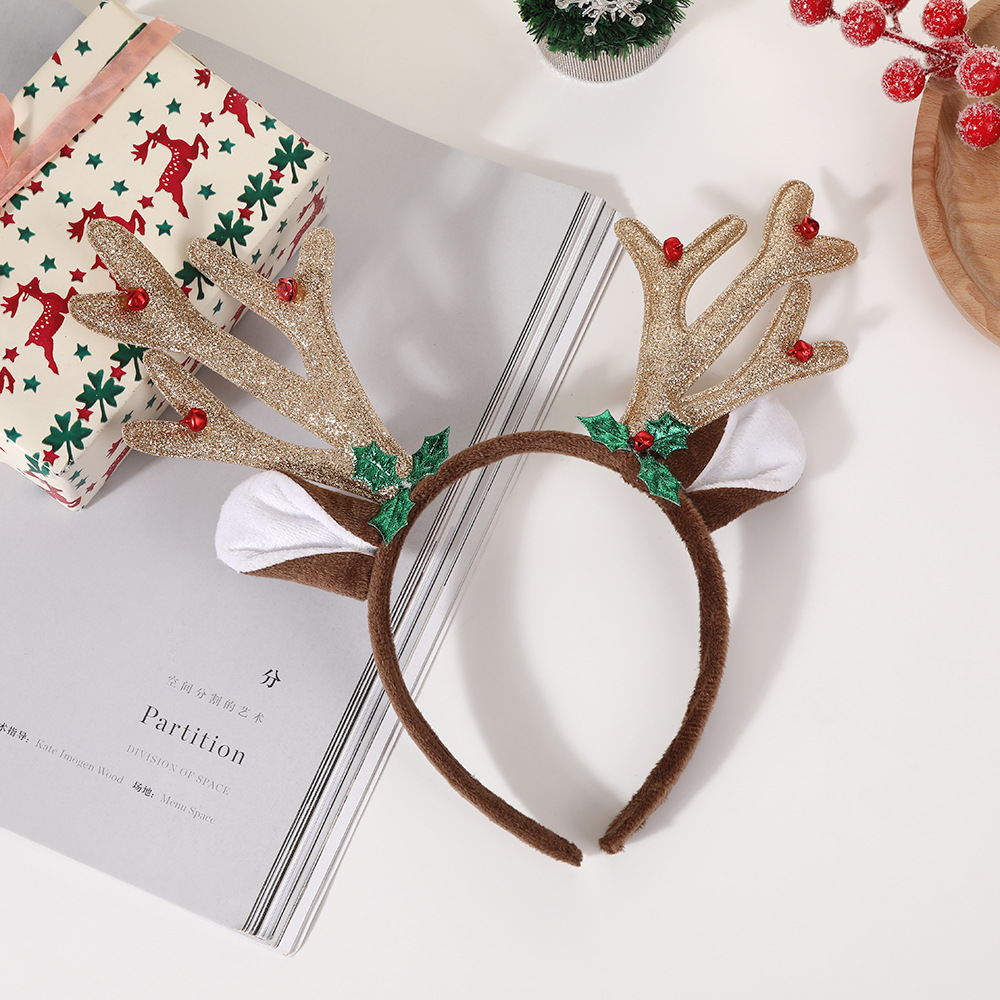 Reindeer Antlers Headband - 1 個大人女性女の子鹿コスチュームハロウィン枝角トナカイ耳カチューシャ