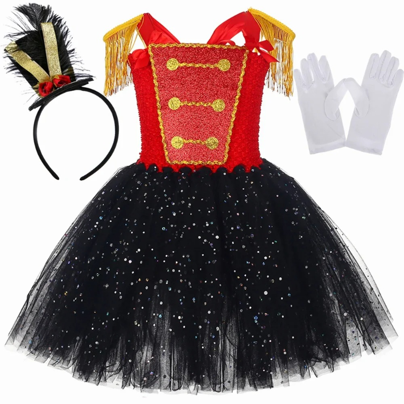 Nutcracker Figurine - くるみ割り人形兵士女の子コスチューム子供ハロウィンクリスマスチュチュドレス女の子サーカス団長コスプレドレス誕生日パーティー用