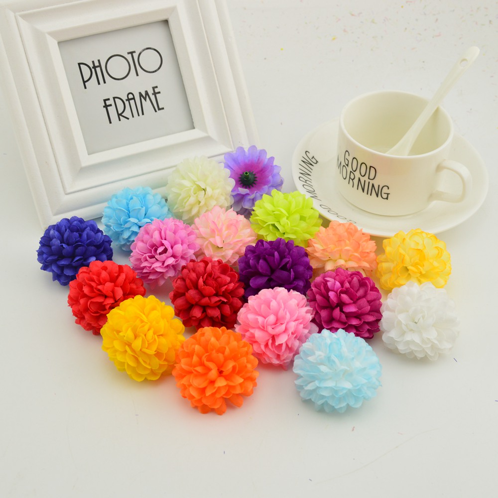 Christmas Wreath Fake - 200 個 5 センチメートルシルク菊造花安いヘッドホーム結婚式の装飾壁花輪クリスマス庭のドア偽