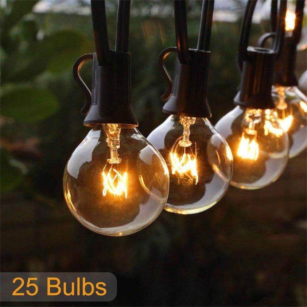 Christmas Lights Outdoor - 防水 25Ft G40 グローブ電球ストリングライト屋外花輪フェアリーライトパティオガーデンパーティー結婚式クリスマス装飾用