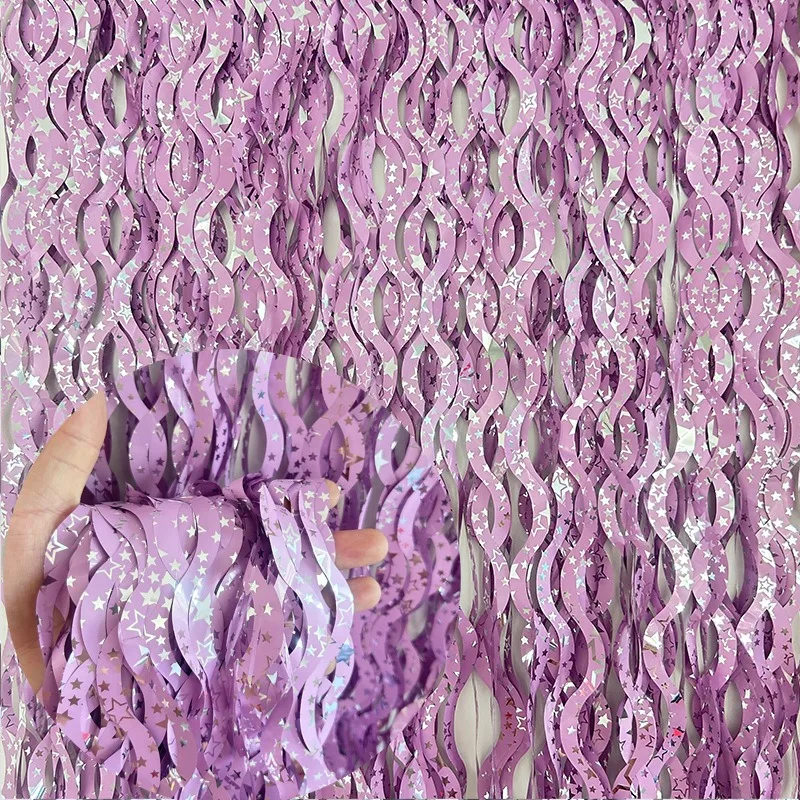 Tinsel Garland Decoration - カラフルな星のレインタッセルカーテン、マーメイドユニコーンのテーマの装飾、幸せな誕生日、大人、子供、赤ちゃん、1歳のパーティーのガーランド、1x2m