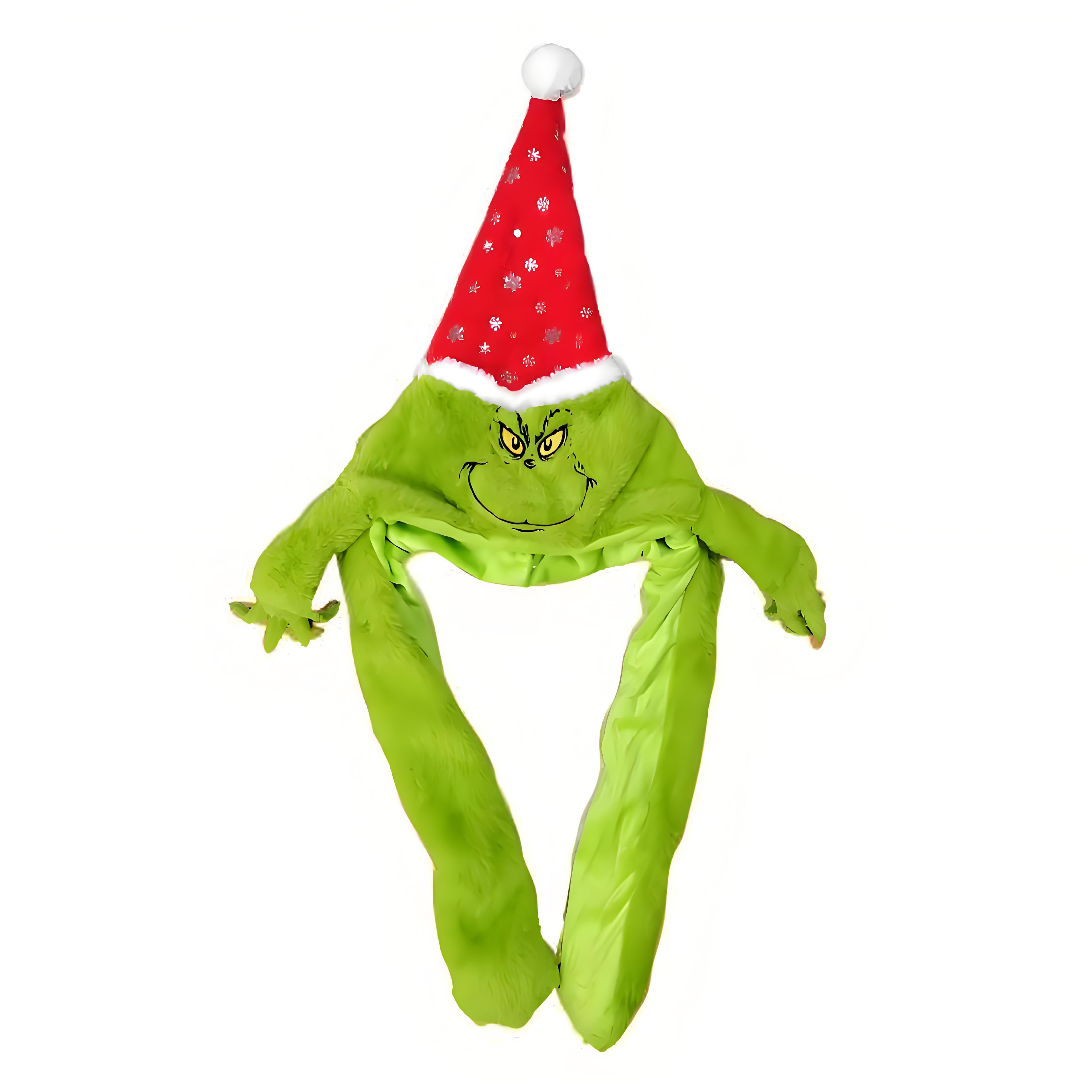 Santa Hat Plush - ぬいぐるみグリンシーズ帽子キャップスカーフクリスマスグリーンモンスター漫画コスチュームかわいい冬暖かいサンタクロース帽子クリスマスグリーングリンシーズ帽子