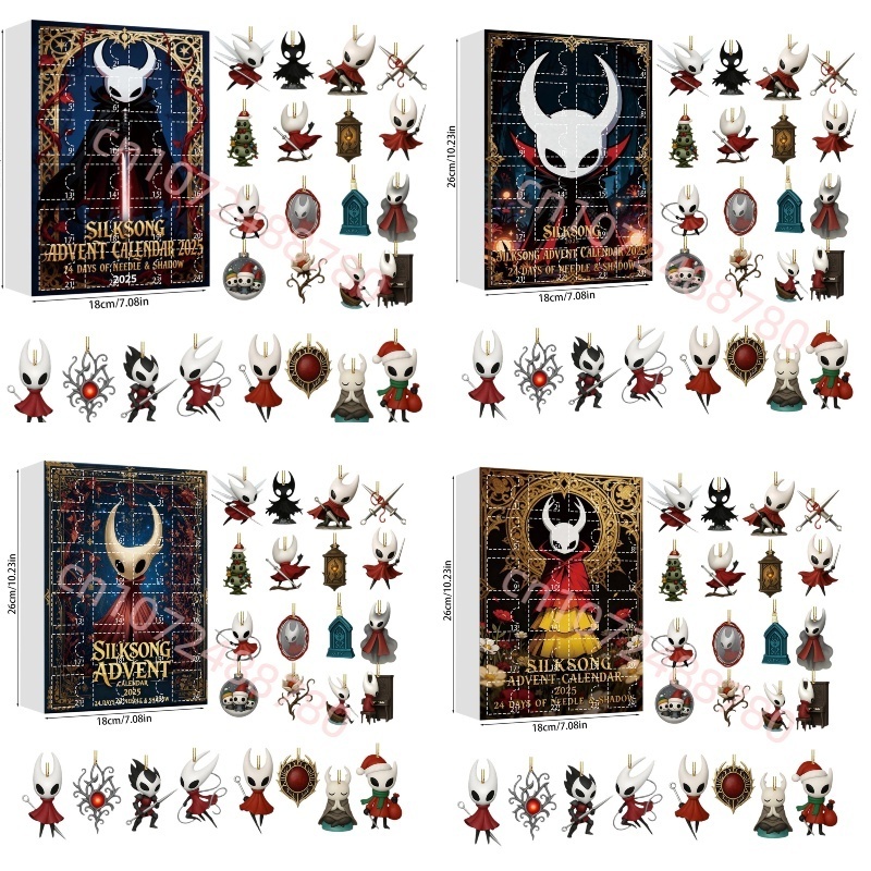 Advent Calendar Gift - 2026 SILKSONGs アドベントカレンダーキーホルダーかわいい 24 ピース/セット中空騎士アクリルペンダントコレクションおもちゃ子供のためのクリスマスギフト
