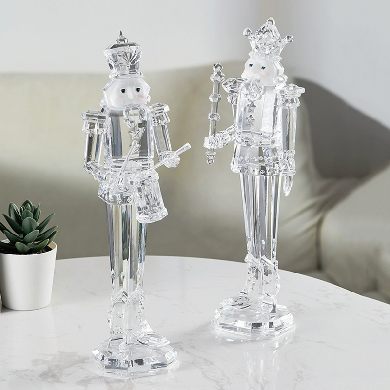 Nutcracker Figurine - アクリルキャラクター像、くるみ割り人形の兵士の彫刻装飾、透明な置物、北欧の芸術作品のデスクトップ装飾、工芸品のギフト