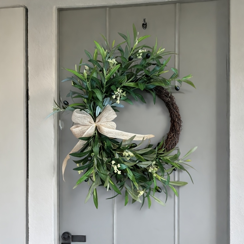 Christmas Wreath Fake - 2025年 人工オリーブリース ウォールハンギング クリスマス ハロウィン 造花