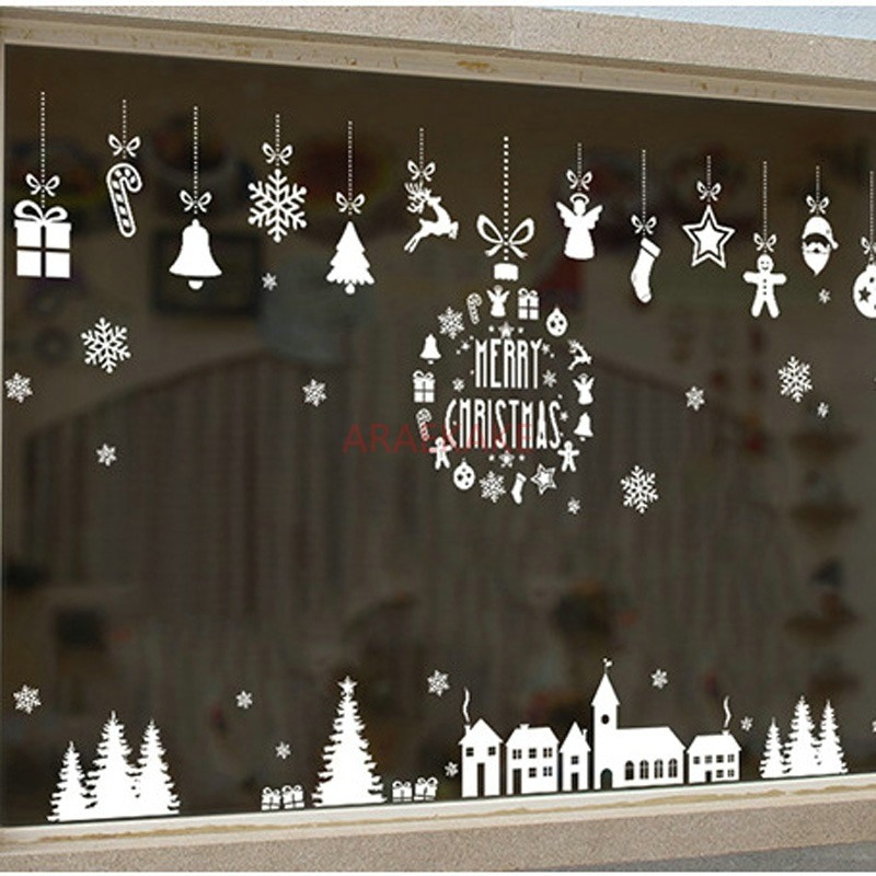 Snowflake Window Decal - 1枚入り クリスマスヴィレッジ ガラス窓用 ホワイトウォールステッカー クリスマスデコレーション用 壁画