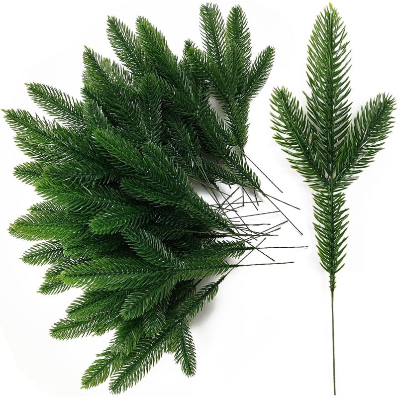 人工松の枝、偽松葉、グリーン装飾品、DIYリース用品、クリス - Christmas Wreath Fake のレビューと価格