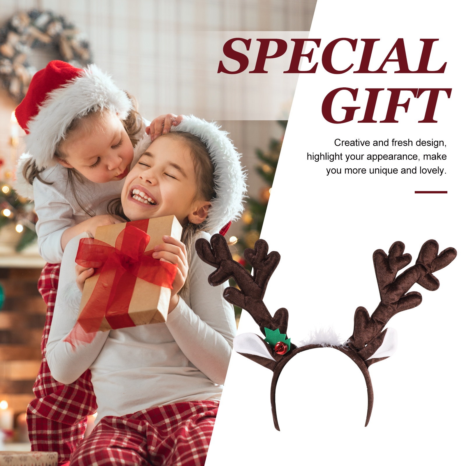 トナカイの角ヘッドバンド クリスマスパーティーヘッドバンド  - Reindeer Antlers Headband のレビューと価格