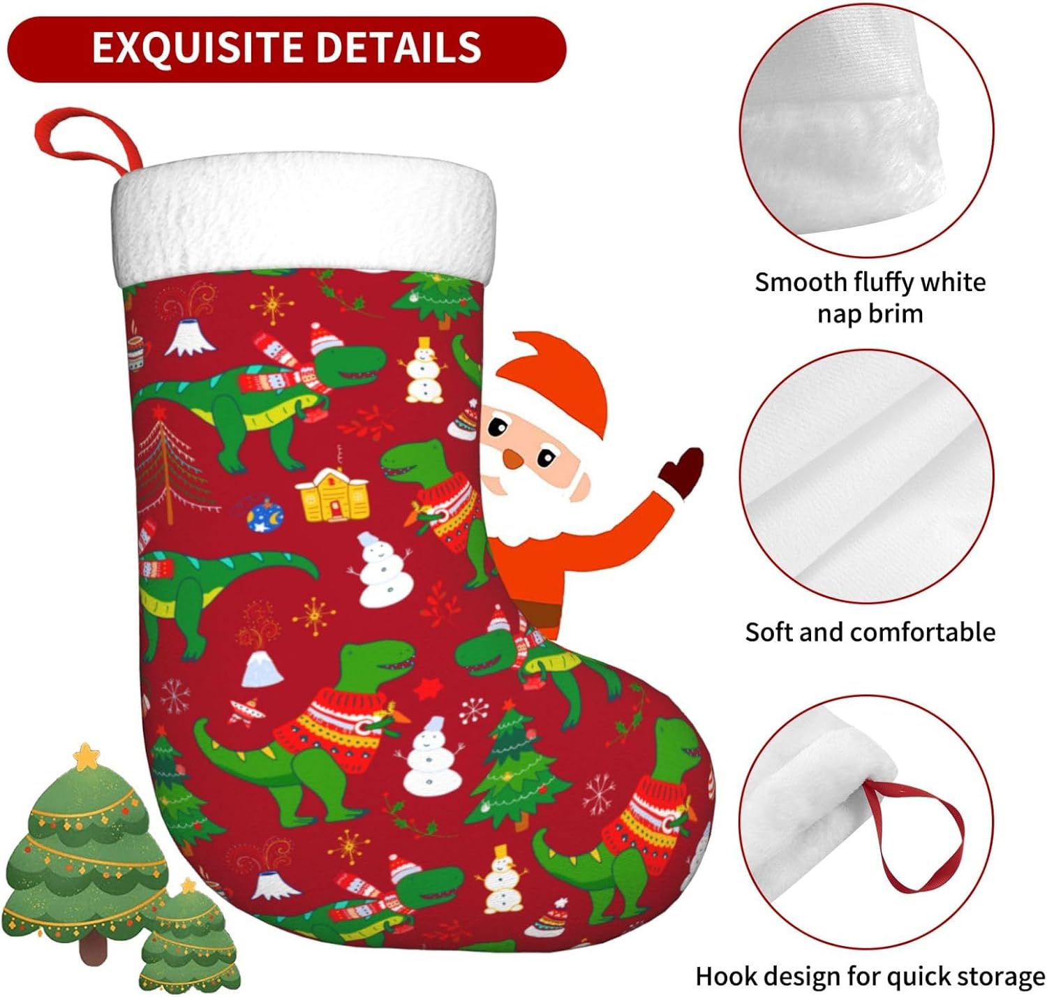 かわいいクリスマス恐竜クリスマスストッキング暖炉吊り下げ靴下 - Christmas Stocking Hanging のレビューと価格
