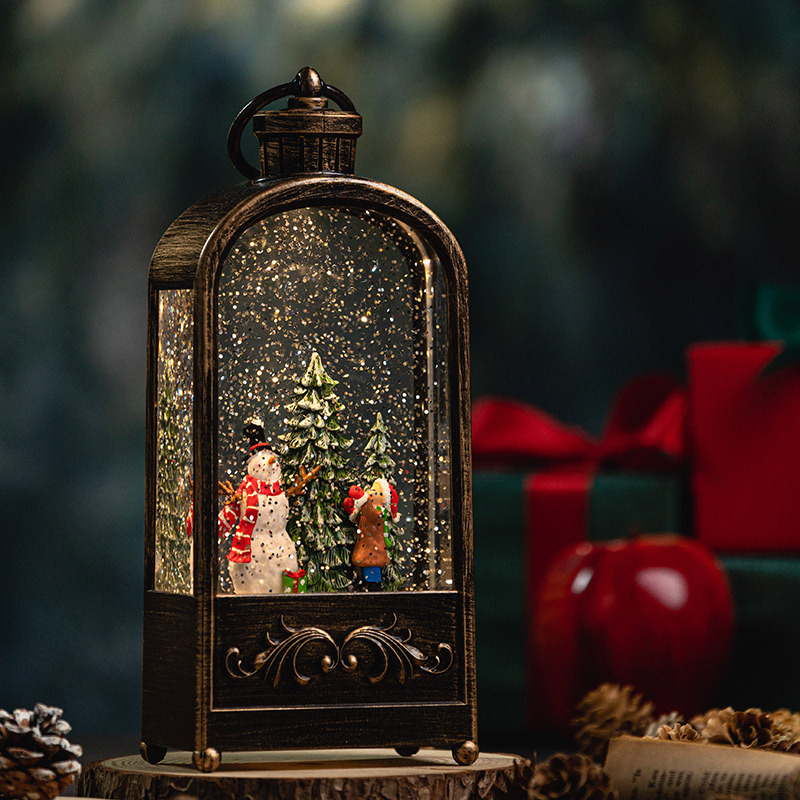 クリスマスのスノーブランタン、ハンドル付き装飾品工芸品 - Snow Globe Musical のレビューと価格