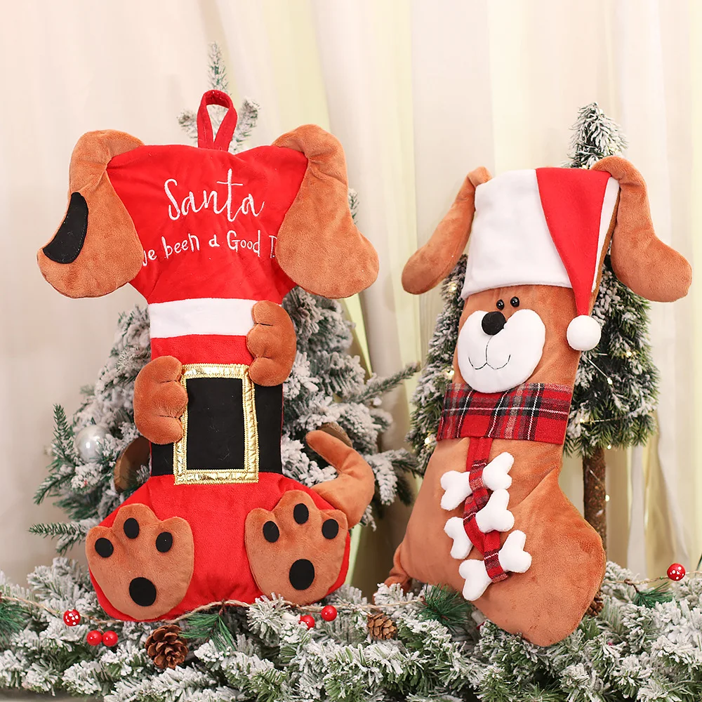 3Dアニマルクリスマスストッキングぬいぐるみ犬猫ハンギングツ - Christmas Stocking Hanging のレビューと価格
