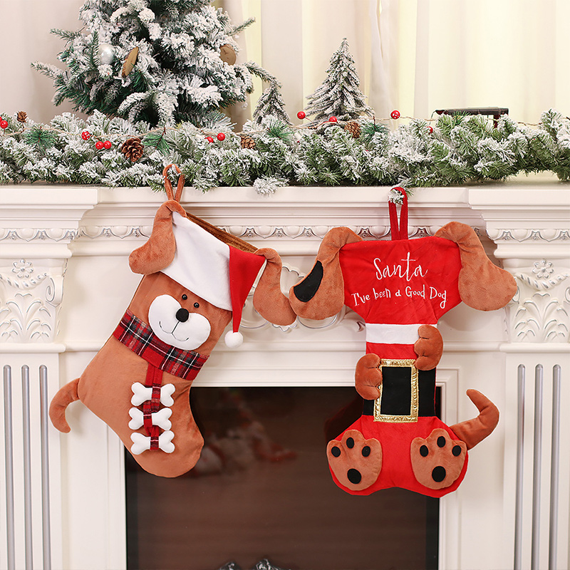 3Dアニマルクリスマスストッキングぬいぐるみ犬猫ハンギングツ - Christmas Stocking Hanging のレビューと価格