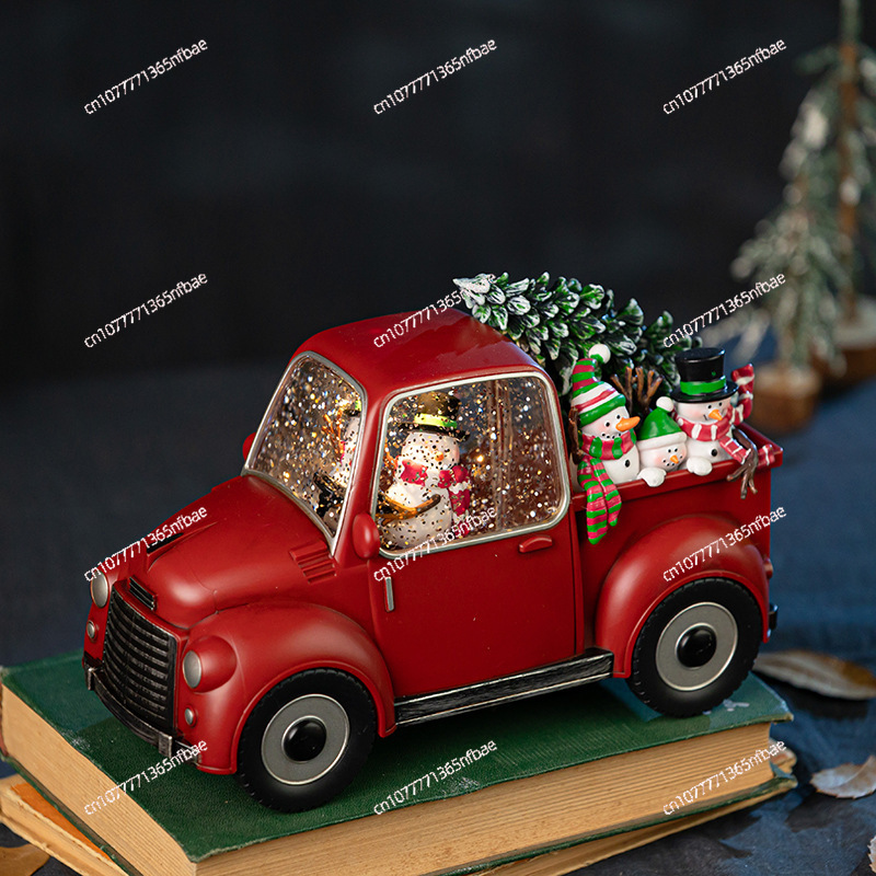 新しいスタイルのクリスマス装飾オーナメント - 赤いトラック - Snow Globe Musical のレビューと価格