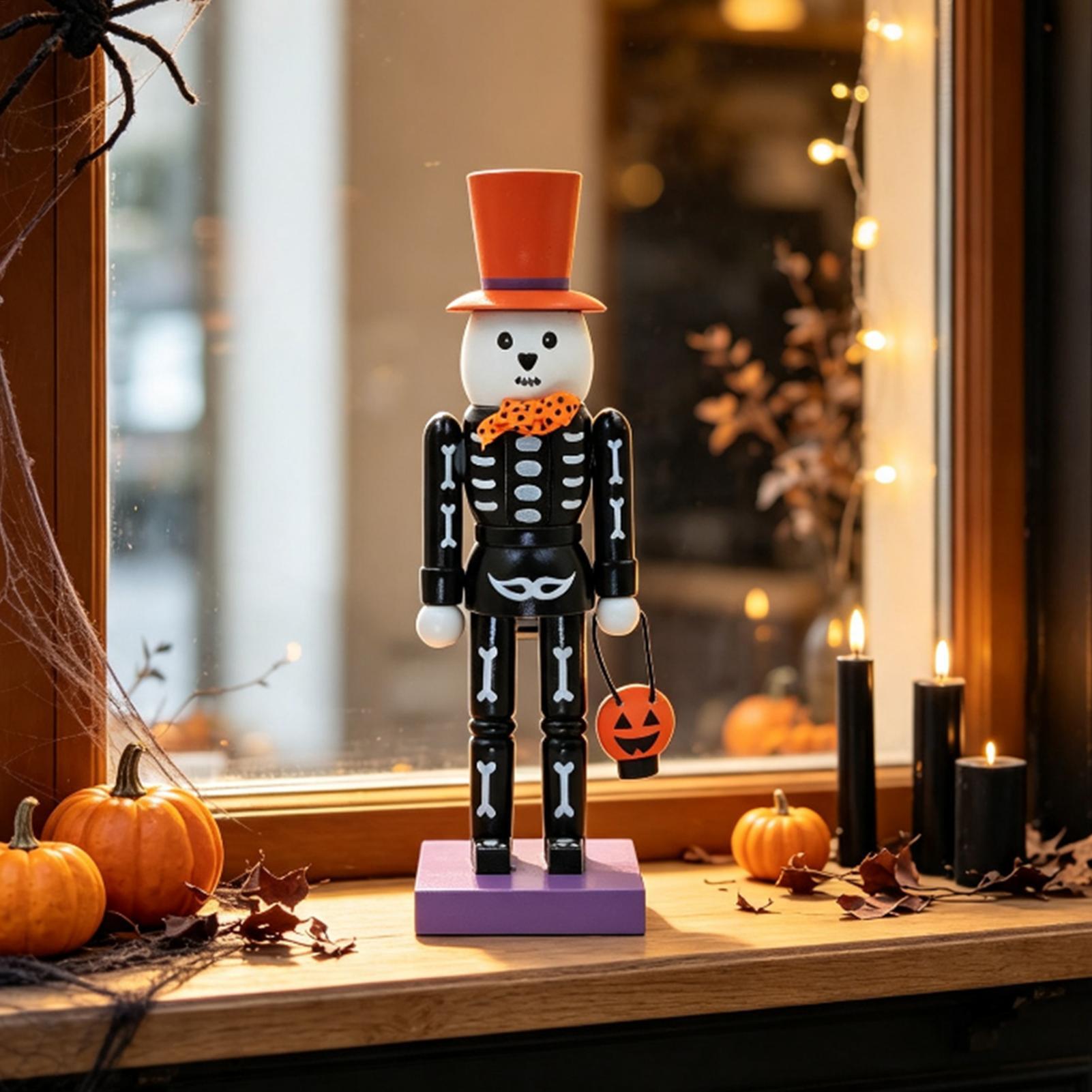 ハロウィンナッツクラッカー木製不気味なスケルトンカボチャテー - Nutcracker Figurine のレビューと価格