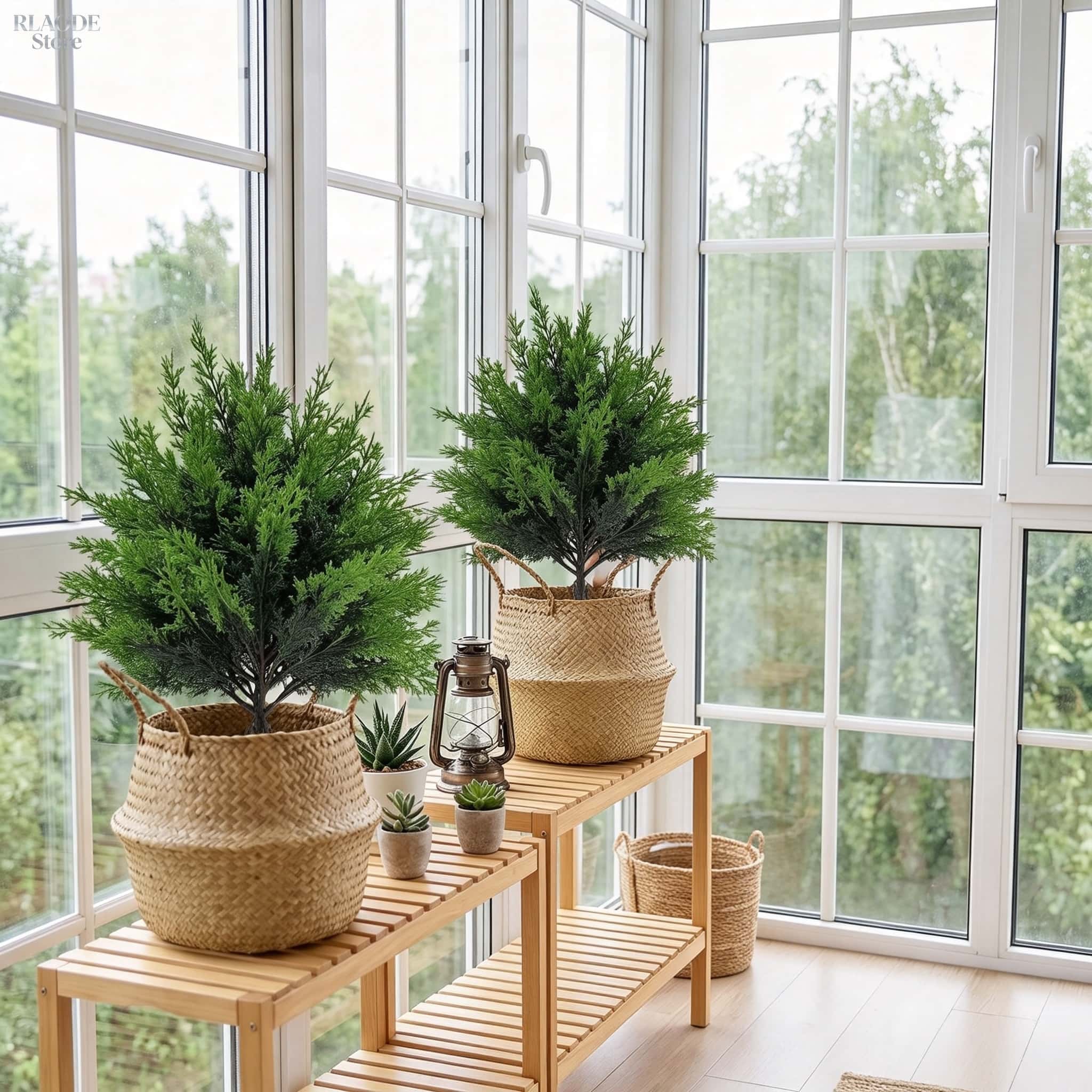 屋外用人工緑化物2個 - 高品質の大型球形松の木、地面用杭付 - Christmas Tree Artificial のレビューと価格