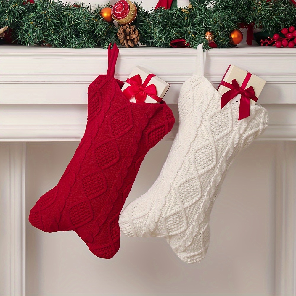 犬用クリスマスストッキング、ニットクリスマスストッキング、骨 - Christmas Stocking Hanging のレビューと価格