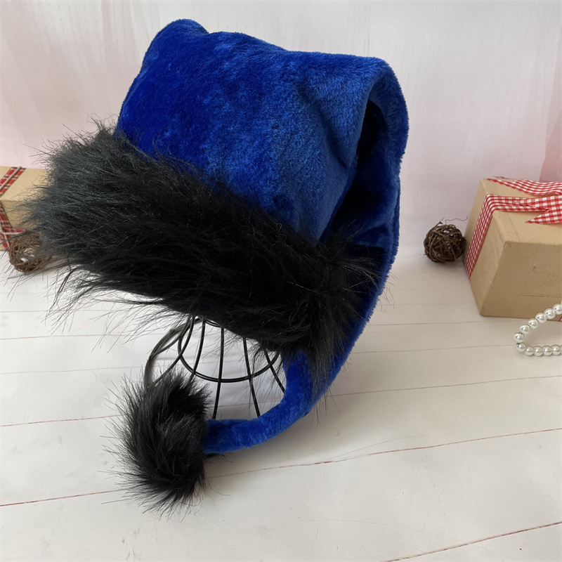 ぬいぐるみサンタクロース帽子 子供と大人用 ブラックボーダー - Santa Hat Plush のレビューと価格