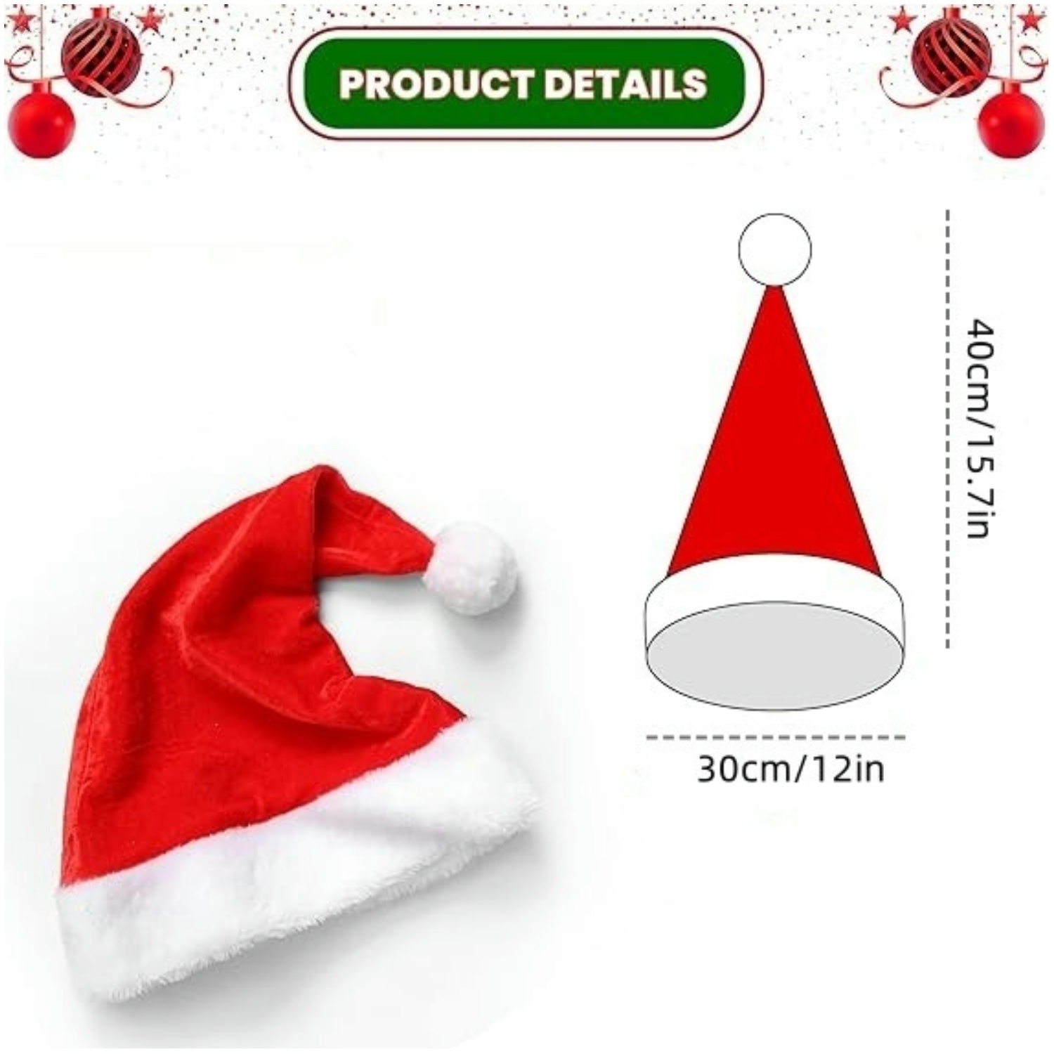 ふわふわの赤いサンタ帽子セット ぬいぐるみのつばとライナー付 - Santa Hat Plush のレビューと価格