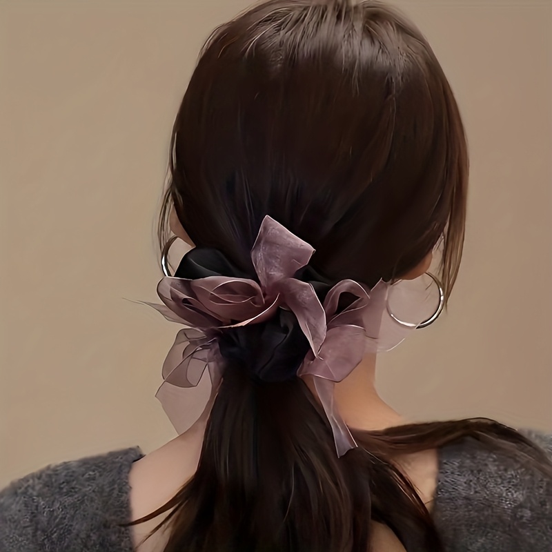 オーガンザ織りリボンサテンシュシュ、秋冬新作のヘアゴム、ボリ - Ribbon Bow Gift のレビューと価格