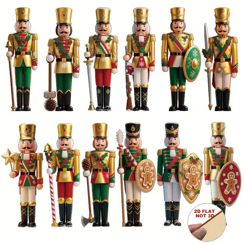 2Dフラット木製くるみ割り人形クリスマスオーナメント12個、 - Nutcracker Figurine のレビューと価格
